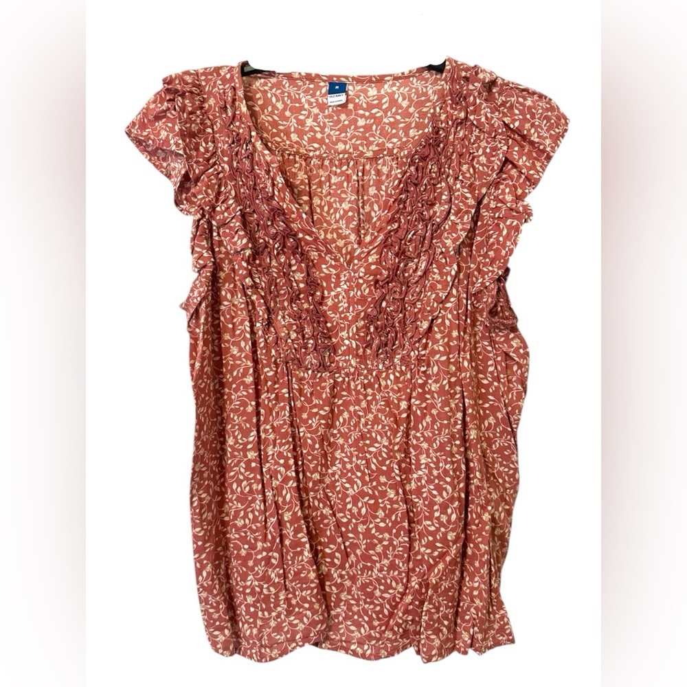 Ruffled Floral-Print Short-Sleeve Blouse
